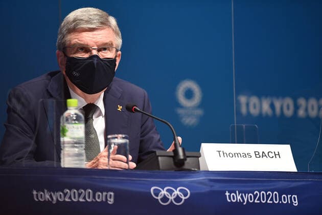 (210721) -- TOKYO, July 21, 2021 -- International Olympic Committee (IOC) President Thomas Bach attends a press conference, PK, Pressekonferenz at the Main Press Center (MPC) of Tokyo 2020 in Tokyo, Japan, July 21, 2021. ) (TOKYO2020)JAPAN-TOKYO-OLYMPICS-MPC-PRESS CONFERENCE SongxYanhua 