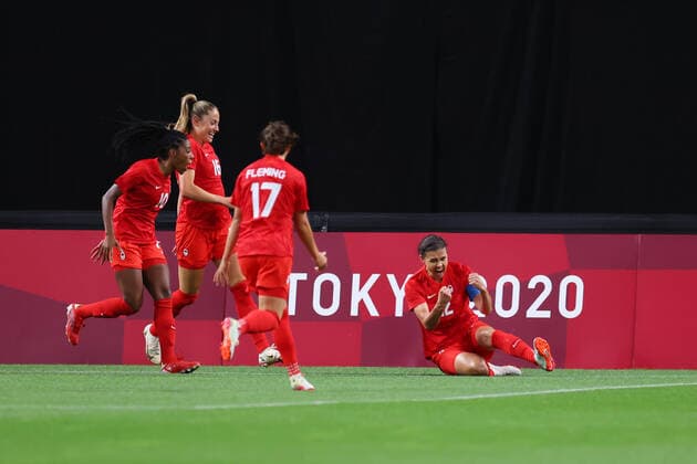 Canada team group, Mannschaftsbild, Totale (CAN), JULY 21, 2021 - Football Soccer : Women s First Round Group E match between Japan 1-1 Canada during the Tokyo 2020 Olympic Games, Olympische Spiele, Olympia, OS at the Sapporo Dome in Hokkaido, Japan. Noxthirdxpartyxsales  (165120828)