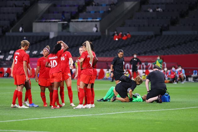 Canada team group, Mannschaftsbild, Totale (CAN), JULY 21, 2021 - Football Soccer : Women s First Round Group E match between Japan 1-1 Canada during the Tokyo 2020 Olympic Games, Olympische Spiele, Olympia, OS at the Sapporo Dome in Hokkaido, Japan. Noxthirdxpartyxsales  (165121264)