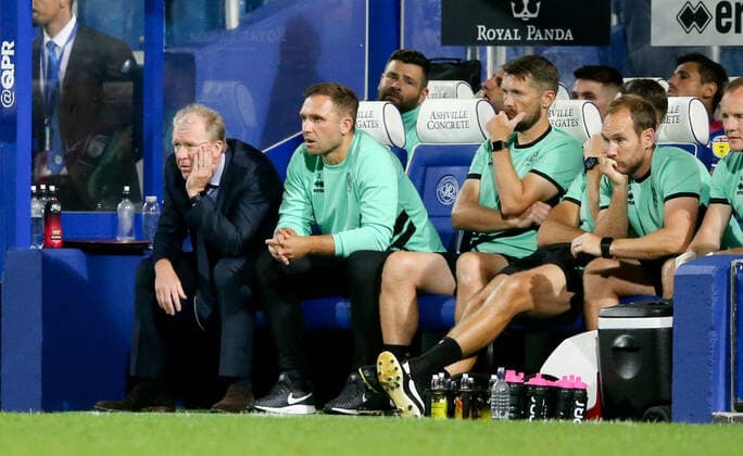 Mandatory Credit: Photo by Andrew Fosker BPI Shutterstock (9796832bu) Steve McClaren - Manager of QPR and coaching staff look glum and disappointed Queens Park Rangers v Bristol City, EFL Sky Bet Championship, Football, Loftus Road, London, UK - 21 Aug 2018 EDITORIAL USE ONLY No use with unauthorised audio, video, data, fixture lists (outside the EU), club league logos or live services. Online in-match use limited to 45 images (+15 in extra time). No use to emulate moving images. No use in betting, games or single club league player publications services. Queens Park Rangers v Bristol City, EFL Sky Bet Championship, Football, Loftus Road, London, UK - 21 Aug 2018 EDITORIAL USE ONLY No use with unauthorised audio, video, data, fixture lists (outside the EU), club league logos or live services. Online in-match use limited to 45 images (+15 in extra time). No use to emulate moving images. No use in betting, games or  Copyright: xAndrewxFosker BPI Shutterstockx 9796832bu