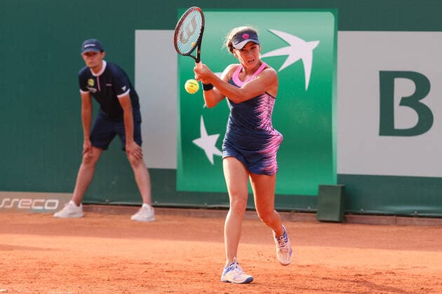 July 21, 2021, Gda?sk, Poland: Irina Bara (ROMANIA) plays against Kristina Kucova (SLOVAKIA) during the BNP Paribas Poland Open Tournament WTA, Tennis Damen 250 category) in Gdynia. .Game suspended with score 3:6, 7:5, 2:4 Gda?sk Poland - ZUMAs197 20210721_zaa_s197_231 Copyright: xGrzesiekxJ?drzejewskix
