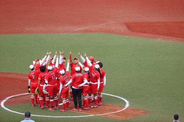 Japan team group, Mannschaftsbild, Totale (JPN), JULY 22, 2021 - Softball : Opening Round match between Japan - Mexico during the Tokyo 2020 Olympic Games, Olympische Spiele, Olympia, OS at the Fukushima Azuma Baseball Stadium in Fukushima, Japan. Noxthirdxpartyxsales  (165146416)
