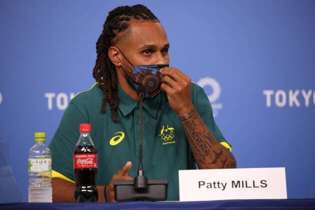 July 22, 2021, Ariake, Tokyo, Japan: NBA, Basketball Herren, USA Basketball player for the San Antonio Spurs and Australia s first indigenous flag bearer Patty MILLS during the Australian Olympic Committee press conference, PK, Pressekonferenz at Tokyo Bight Sight on July 22nd 2021 in Tokyo, Japan Ariake Japan - ZUMAc179 0126602370st Copyright: xMickaelxChavetx