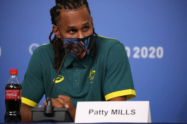 July 22, 2021, Ariake, Tokyo, Japan: NBA, Basketball Herren, USA Basketball player for the San Antonio Spurs and Australia s first indigenous flag bearer Patty MILLS during the Australian Olympic Committee press conference, PK, Pressekonferenz at Tokyo Bight Sight on July 22nd 2021 in Tokyo, Japan Ariake Japan - ZUMAc179 0126602382st Copyright: xMickaelxChavetx