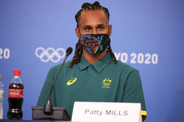 July 22, 2021, Ariake, Tokyo, Japan: NBA, Basketball Herren, USA Basketball player for the San Antonio Spurs and Australia s first indigenous flag bearer Patty MILLS during the Australian Olympic Committee press conference, PK, Pressekonferenz at Tokyo Bight Sight on July 22nd 2021 in Tokyo, Japan Ariake Japan - ZUMAc179 0126602383st Copyright: xMickaelxChavetx