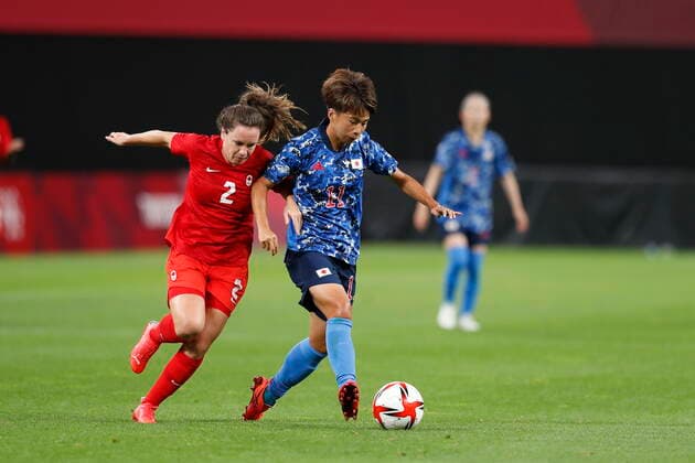 (L-R) Allysha Chapman (CAN), Minami Tanaka (JPN), JULY 21, 2021 - Football Soccer : Tokyo 2020 Olympic Games, Olympische Spiele, Olympia, OS Women s football 1st round group E match between Japan 1-1 Canada at the Sapporo Dome in Sapporo, Japan. Noxthirdxpartyxsales  (0126600600st)