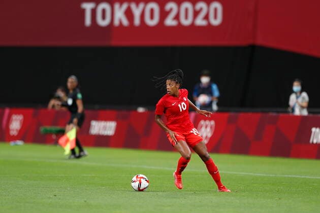 Ashley Lawrence (CAN), JULY 21, 2021 - Football Soccer : Tokyo 2020 Olympic Games, Olympische Spiele, Olympia, OS Women s football 1st round group E match between Japan 1-1 Canada at the Sapporo Dome in Sapporo, Japan. Noxthirdxpartyxsales  (0126600512st)