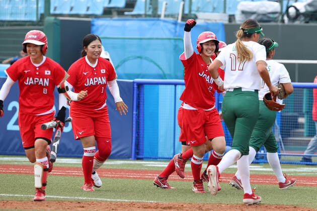 Japan team group, Mannschaftsbild, Totale (JPN), JULY 22, 2021 - Softball : Opening Round match between Japan - Mexico during the Tokyo 2020 Olympic Games, Olympische Spiele, Olympia, OS at the Fukushima Azuma Baseball Stadium in Fukushima, Japan. Noxthirdxpartyxsales  (165150733)