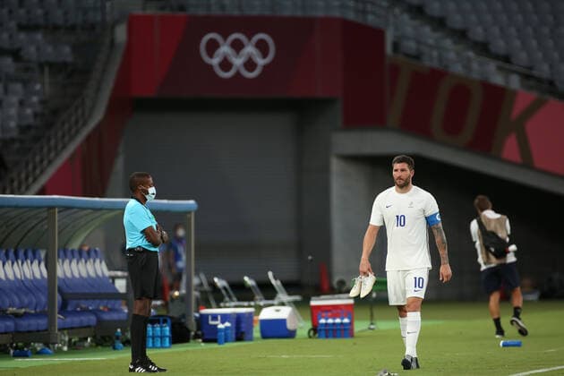 July 22, 2021, Chofu, Tokyo, Japan: Andre-Pierre GIGNAC of France is disappointed after loosing the game 4-1 to Mexico in the first game of the Group A Pool Game of the Men s Football tournament at the Tokyo Stadium on July 22nd 2021 in Tokyo, Japan Chofu Japan - ZUMAc179 20210722_zep_c179_077 Copyright: xMickaelxChavetx