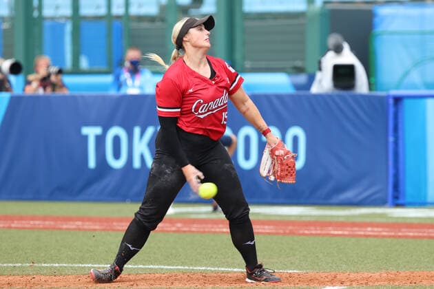 Danielle Lawrie (CAN), JULY 22, 2021 - Softball : Opening Round match between United States - Canada during the Tokyo 2020 Olympic Games, Olympische Spiele, Olympia, OS at the Fukushima Azuma Baseball Stadium in Fukushima, Japan. Noxthirdxpartyxsales  (165162428)