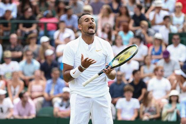 Mandatory Credit: Photo by James Marsh BPI Shutterstock (9735624ct) Nick Kyrgios shouting in frustration during his Gentlemen s Singles second round match Wimbledon Tennis Championships, Day 4, The All England Lawn Tennis and Croquet Club, London, UK - 05 Jul 2018 Wimbledon Tennis Championships, Day 4, The All England Lawn Tennis and Croquet Club, London, UK - 05 Jul 2018  Copyright: xJamesxMarsh BPI Shutterstockx 9735624ct