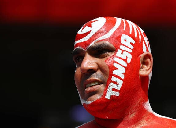 Mandatory Credit: Photo by Kieran Mcmanus BPI Shutterstock (9725278cs) A Tunisia fan with a painted head Belgium v Tunisia, Group G, 2018 FIFA World Cup, WM, Weltmeisterschaft, Fussball football match, Spartak Stadium, Moscow, Russia - 23 Jun 2018 Belgium v Tunisia, Group G, 2018 FIFA World Cup football match, Spartak Stadium, Moscow, Russia - 23 Jun 2018  Copyright: xKieranxMcmanus BPI Shutterstockx 9725278cs