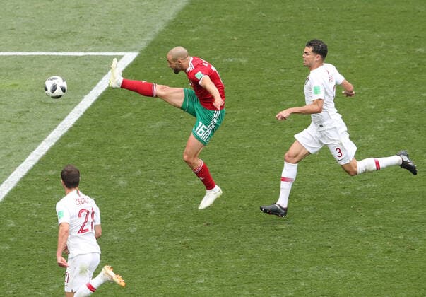 Mandatory Credit: Photo by Dave Shopland BPI Shutterstock (9722554o) Nordin Amrabat of Morocco and Pepe of Portugal Portugal v Morocco, Group B, 2018 FIFA World Cup, WM, Weltmeisterschaft, Fussball football match, Luzhniki Stadium, Moscow, Russia - 20 Jun 2018 Portugal v Morocco, Group B, 2018 FIFA World Cup football match, Luzhniki Stadium, Moscow, Russia - 20 Jun 2018  Copyright: xDavexShopland BPI Shutterstockx 9722554o