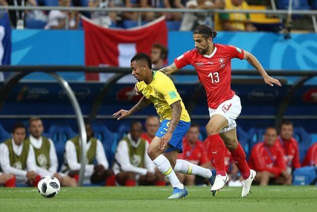 Mandatory Credit: Photo by Michael Zemanek BPI Shutterstock (9718733fr) Gabriel Jesus of Brazil and Ricardo Rodriguez of Switzerland Brazil v Switzerland, Group E, 2018 FIFA World Cup, WM, Weltmeisterschaft, Fussball football match, Rostov Arena, Rostov-on-Don, Russia - 17 Jun 2018 Brazil v Switzerland, Group E, 2018 FIFA World Cup football match, Rostov Arena, Rostov-on-Don, Russia - 17 Jun 2018  Copyright: xMichaelxZemanek BPI Shutterstockx 9718733fr