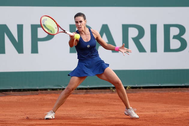 2021.07.23 Gdynia Tenis BNP Paribas Poland Open Mecz Nuria Parrizas Diaz - Maryna Zanevska N z Nuria Parrizas Diaz Foto Piotr Matusewicz PressFocus NEWSPIX.PL --- Newspix.pl  20210723_PF_PM088