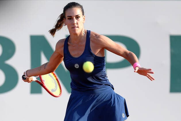 2021.07.23 Gdynia Tenis BNP Paribas Poland Open Mecz Nuria Parrizas Diaz - Maryna Zanevska N z Nuria Parrizas Diaz Foto Piotr Matusewicz PressFocus NEWSPIX.PL --- Newspix.pl  20210723_PF_PM127