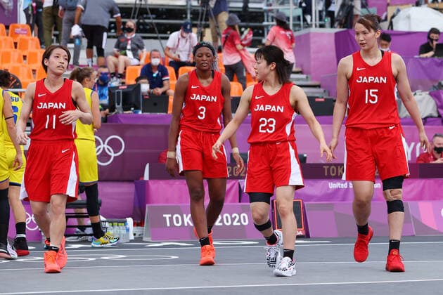 Japan women s team group, Mannschaftsbild, Totale (JPN), JULY 24, 2021 - 3x3 Basketball : Women s Pool round match between Romania - Japan during the Tokyo 2020 Olympic Games, Olympische Spiele, Olympia, OS at the Aomi Urban Sports Park in Tokyo, Japan. Noxthirdxpartyxsales  (165308613)