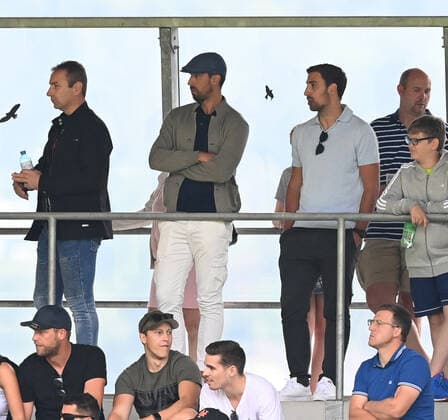 Football, Men, 2021 2022 season, Test match in Imst Austria , 1 FC Union Berlin OGC Nice, Sami Khedira M and Denny Khedira r in the stands, 24 07 2021, Copyright: xMatthiasxKochx