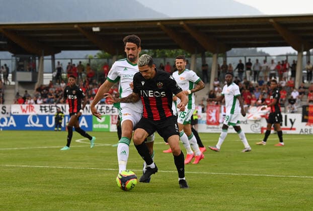 Football, Men, 2021 2022 season, Test match in Imst Austria , 1 FC Union Berlin OGC Nice, v l Rani Khedira 1 FC Union Berlin , Lucas Da Cunha OGC Nice , 24 07 2021, Copyright: xMatthiasxKochx