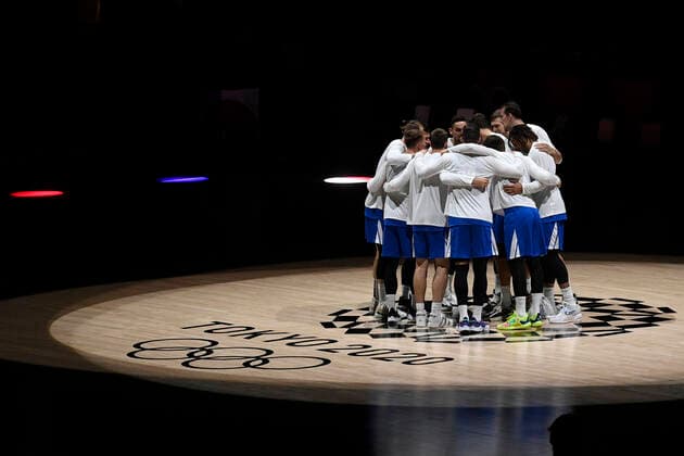 Czech players are seen before the start of match Iran vs Czech republic in men s basketball group phase, within the Tokyo 2020 Summer Olympics, on July 25, 2021, in Saitama, Japan. (CTKxPhoto OndrejxDeml) CTKPhotoP2021072502681 