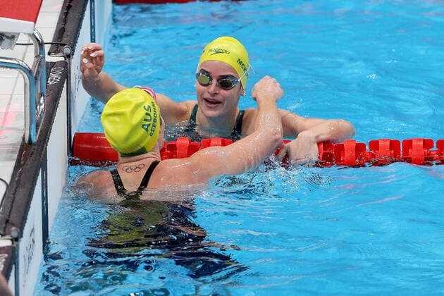 Bilder des Jahres 2021, Sport 07. Juli Tokio 2020 im Jahr 2021, Rückblick: Olympische Highlights Sport Themen der Woche KW29 Sport Bilder des Tages 2020 Tokyo Olympic Games, Olympische Spiele, Olympia, OS Sunday - Swimming, Tokyo Aquatics Centre, Tokyo, Japan 25 7 2021 Women™s 100m Backstroke heats Australian™s Kaylee McKeown after setting a new Olympic record Kaylee McKeown 4 25 7 2021  Copyright: x INPHO BryanxKeanex AZ4I7964
