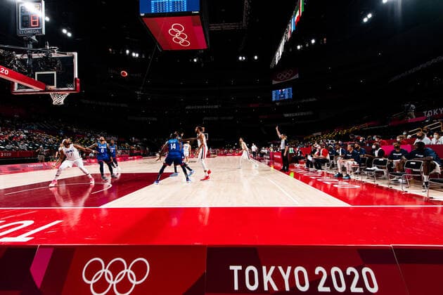 210725 General view in the basketball game between France and USA during day 2 of the Tokyo 2020 Olympic Games on July 25, 2021 in Tokyo Photo Jon Olav Nesvold BILDBYRAN COP 217 JE0005 basketball basketball olympic games olympics os ol olympiska spel olympiske leker tokyo2020 tokyo 2020 tokyo os tokyo ol bbeng france france usa united states,  Copyright: JONxOLAVxNESVOLD BB210725JE038