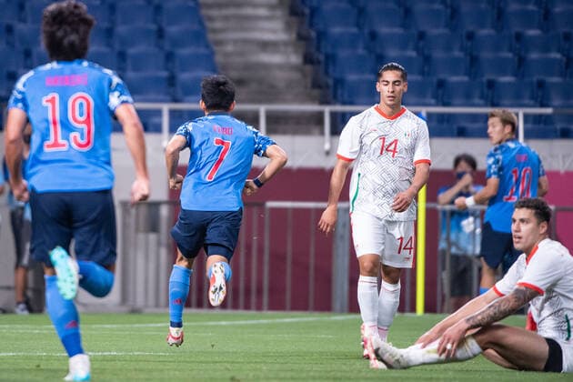 KUBO Takefusa (JPN), 1-0 score and celegrating Footaball, Japan vs Mexico Group A JULY 25, 2021: Tokyo 2020 Olympic Games, Olympische Spiele, Olympia, OS at Saitama Stadium, Japan. Noxthirdxpartyxsales  (165428089)