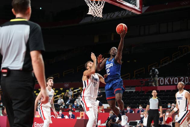 July 25, 2021, Saitama, Tokyo, Japan: XXX during Men s Preliminary Round Group A Game between France and the United States at the Saitama Super Arena on July 25th 2021 in Saitama, Japan Saitama Japan - ZUMAc179 20210725_zep_c179_123 Copyright: xMickaelxChavetx