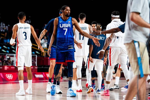 210725 Kevin Wayne Durant of USA after the basketball game between France and USA during day 2 of the Tokyo 2020 Olympic Games on July 25, 2021 in Tokyo Photo Jon Olav Nesvold BILDBYRAN COP 217 JE0005 basketball basketball olympic games olympics os ol olympiska spel olympiske leker tokyo2020 tokyo 2020 tokyo os tokyo ol bbeng france france usa united states,  Copyright: JONxOLAVxNESVOLD BB210725JE048
