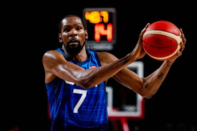 210725 Kevin Wayne Durant of USA competes in the basketball game between France and USA during day 2 of the Tokyo 2020 Olympic Games on July 25, 2021 in Tokyo Photo Jon Olav Nesvold BILDBYRAN COP 217 JE0005 basketball basketball olympic games olympics os ol olympiska spel olympiske leker tokyo2020 tokyo 2020 tokyo os tokyo ol bbeng france france usa united states,  Copyright: JONxOLAVxNESVOLD BB210725JE068