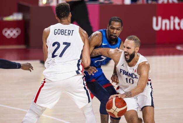 Tokyo Tokyo, 25 07 2021, Japan, Olympic Games FOURNIER Evan, GOBERT Rudy FRA , DURANT Kevin Wayne USA Basketball USA France Olympic Games, 2020 2021 Photo Moritz Müller Only for Editorial use