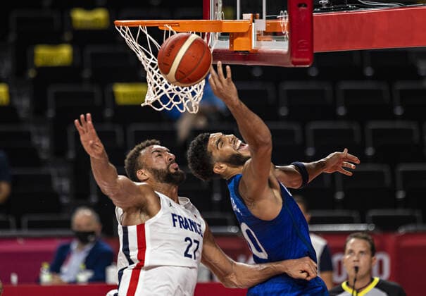 Tokyo Tokyo, 25 07 2021, Japan, Olympic Games GOBERT Rudy FRA TATUM Jayson USA Basketball USA France Olympic Games, 2020 2021 Photo Moritz Müller Only for Editorial use