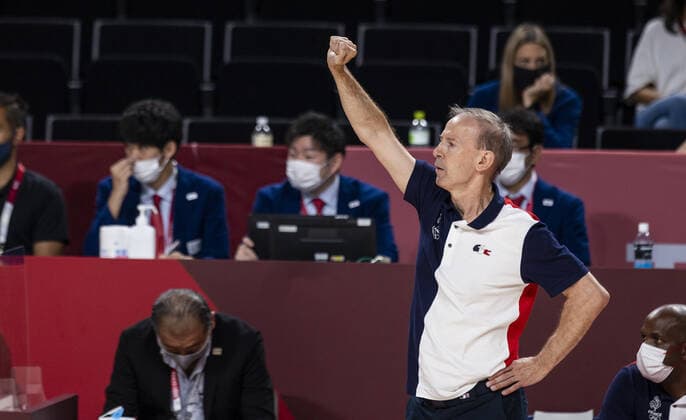 Tokyo Tokyo, 25 07 2021, Japan, Olympic Games Coach COLLET Vincent FRA Basketball USA France Olympic Games, 2020 2021 Photo Moritz Müller Only for Editorial use