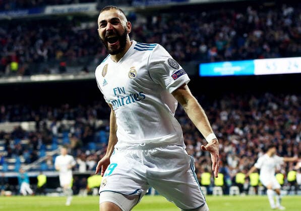 Mandatory Credit: Photo by James Marsh BPI Shutterstock (9655814dx) Karim Benzema of Real Madrid celebrates scoring his sides second goal. Real Madrid v Bayern Munich, UEFA Champions League, Semi-Final, Second Leg, Santiago Bernabeu Stadium, Madrid, Spain - 1 May 2018 Real Madrid v Bayern Munich, UEFA Champions League, Semi-Final, Second Leg, Santiago Bernabeu Stadium, Madrid, Spain - 1 May 2018 Copyright: xJamesxMarsh BPI Shutterstockx 9655814dx