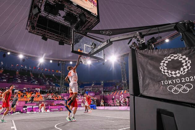 Netherlands Jessey Voorn pictured in action during a Basket 3x3 game of the group stage (pool) between Belgium and The Netherlands on the fourth day of the Tokyo 2020 Olympic Games, Olympische Spiele, Olympia, OS in Tokyo, Japan on Monday 26 July 2021. The postponed 2020 Summer Olympics are taking place from 23 July to 8 August 2021. DIRKxWAEM  x3046976x