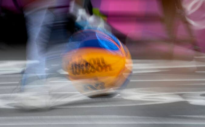 Basketball and shoes, blurred, feature, symbol photo, border motif, Romania ROU vs Russian Olympic Committee ROC 12 21 3 x 3 Womens Basketball, Women s Pool Round, Aomi Urban Sports Park 26 07 2021 Summer Olympics 2020, from 23 07 08 2021 in Tokyo Japan