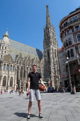 BASKETBALL - photo shooting with Jakob Poeltl VIENNA,AUSTRIA,26.JUL.21 - BASKETBALL - photo shooting with Jakob Poeltl. Image shows Jakob Poeltl (San Antonio Spurs).  GEPAxpictures xPhilippxBrem