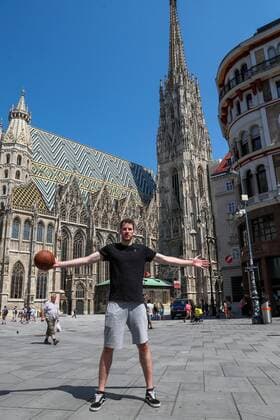 BASKETBALL - photo shooting with Jakob Poeltl VIENNA,AUSTRIA,26.JUL.21 - BASKETBALL - photo shooting with Jakob Poeltl. Image shows Jakob Poeltl (San Antonio Spurs).  GEPAxpictures xPhilippxBrem