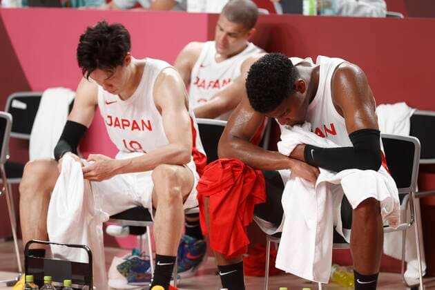 Japan s Yudai Baba (L) and Rui Hachimura (R) react after losing against Spain during the match for Group C of men s basketball for the 2020 Olympic Games, Olympische Spiele, Olympia, OS at the Saitama Super Arena in Tokyo, Japan, 25 July 2021. 2020 Olympics Basketball: Spain - Japan !ACHTUNG: NUR REDAKTIONELLE NUTZUNG!  Copyright: xKaixFoesterlingx EVE2460 20210726-39e581c4415a8c5c192e33c9107c908acbef010c