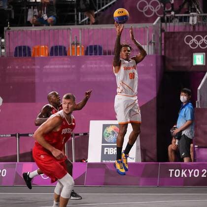 TOKYO, 26-07-2021, Aomi Urban Sports Park, Tokyo 2020 Olympic Games, Olympische Spiele, Olympia, OS 3x3 Basketball, Netherlands vs Poland, Pool Round. The Netherlands beat Poland and remain second in the Pool with one match to play. Voorn scores. Tokyo Olympics: 3x3 Basketball - Netherlands vs Poland - Pool Round  x12699430x Copyright: