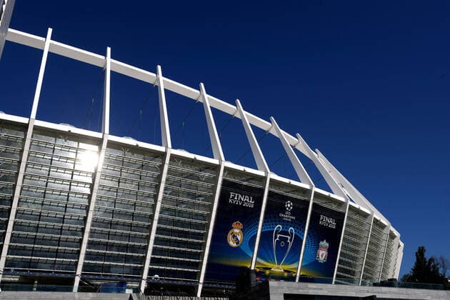 Mandatory Credit: Photo by Kieran Mcmanus BPI Shutterstock (9694071k) A general view outside the stadium ahead of kick off Real Madrid v Liverpool, UEFA Champions League Final, Olimpiyskiy National Sports Complex Stadium, Kiev, UA, 26 May 2018 Real Madrid v Liverpool, UEFA Champions League Final, Olimpiyskiy National Sports Complex Stadium, Kiev, UA, 26 May 2018 Copyright: xKieranxMcmanus BPI Shutterstockx 9694071k