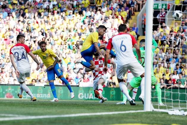Mandatory Credit: Photo by Paul Greenwood BPI Shutterstock (9699676q) Neymar Junior of Brazil scores his sides first goal Brazil v Croatia, International Friendly, Länderspiel, Nationalmannschaft Anfield, Liverpool, UK, 3 June 2018 Brazil v Croatia, International Friendly, Anfield, Liverpool, UK, 3 June 2018  Copyright: xPaulxGreenwood BPI Shutterstockx 9699676q
