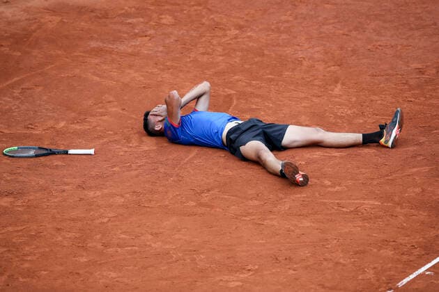 TENNIS - ATP, Tennis Herren Generali Open 2021 KITZBUEHEL,AUSTRIA,27.JUL.21 - TENNIS - ATP World Tour, Generali Open. Image shows the rejoicing of Alexander Erler (AUT).  GEPAxpictures xPatrickxSteiner