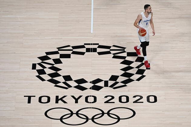 Czech Tomas Satoransky in action during the basketball Group A match Czech Republic vs. France in Tokyo 2020 Summer Olympics, Japan, July 28, 2021. (CTKxPhoto OndrejxDeml) CTKPhotoP2021072811375  dml