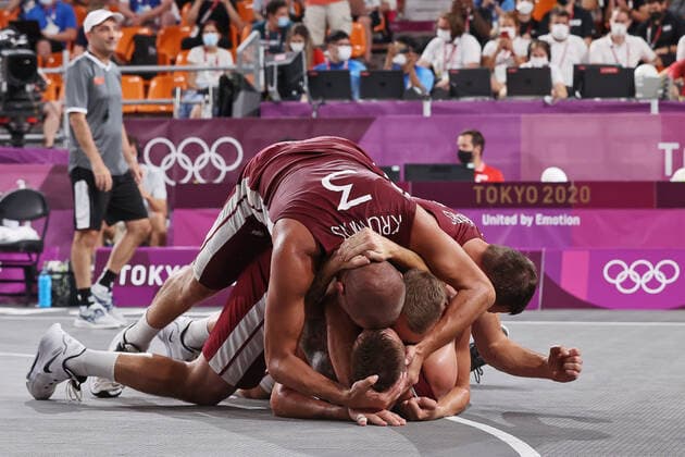 Tokyo 2020 in 2021, 3x3 basketball, men, finals, Latvia - ROC Team.