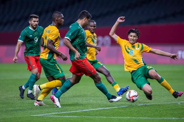 Tokyo 2020 Sapporo Olympics SAPPORO, HO - 28.07.2021: TOKYO 2020 SAPPORO OLYMPICS - Goal by Romo do Mexico (0-2) during the match between South Africa and Mexico at the Tokyo 2020 Olympiad, held in 2021, at the Sapporo Dome in the city of Sapporo, Japan (Photo: Richard Callis Fotoarena) x2099184x  RichardxCallis