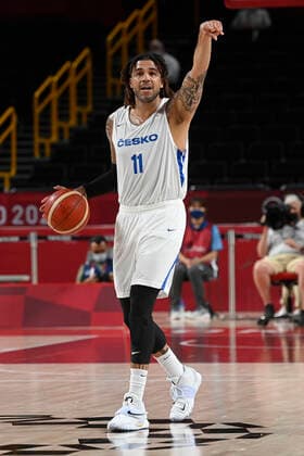 Czech Blake Schilb in action during the basketball Group A match Czech Republic vs. France in Tokyo 2020 Summer Olympics, Japan, July 28, 2021. (CTKxPhoto OndrejxDeml) CTKPhotoP2021072812973 