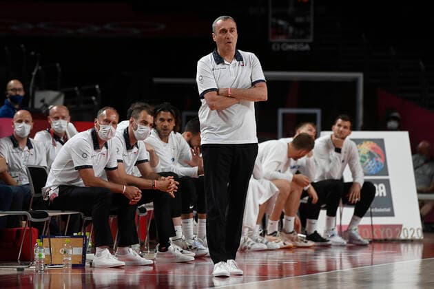 Czech head coach Ronen Ginzburg watches the basketball Group A match Czech Republic vs. France match in Tokyo 2020 Summer Olympics, Japan, July 28, 2021. (CTKxPhoto OndrejxDeml) CTKPhotoP2021072812857 