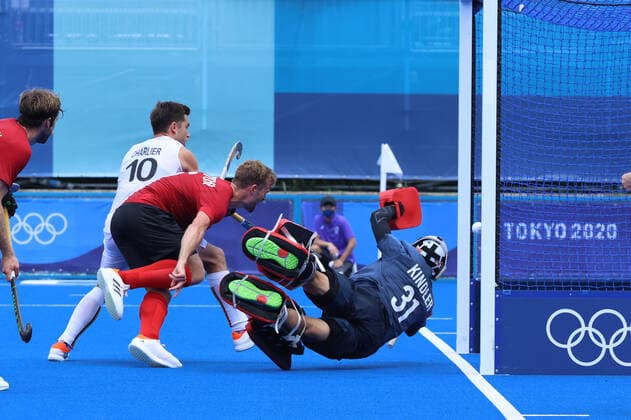 a hockey match between Belgium s Red Lions and Canada, in pool B of the men s Field hockey, Feldhockey tournament, on the seventh day of the Tokyo 2020 Olympic Games, Olympische Spiele, Olympia, OS in Tokyo, Japan on Thursday 29 July 2021. The postponed 2020 Summer Olympics are taking place from 23 July to 8 August 2021. BENOITxDOPPAGNE  x3048932x