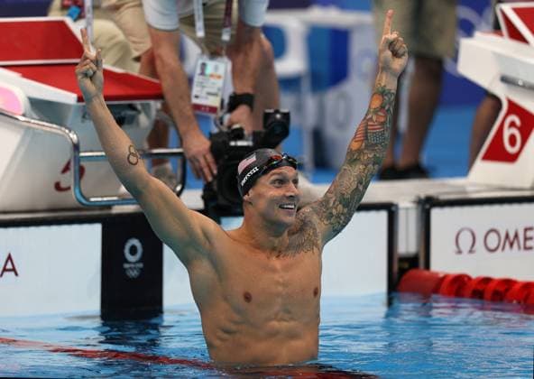 TOKYO, JAPAN - JULY 29, 2021: The USA s Caeleb Dressel is seen in the men s 100m freestyle final during the swimming event at the 2020 Summer Olympic Games, Olympische Spiele, Olympia, OS at Tokyo Aquatics Centre. Sergei Bobylev TASS  TS10A260
